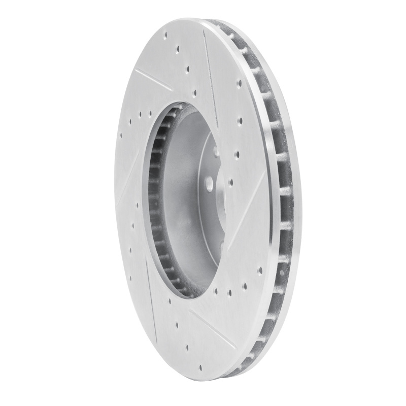 Ford Crown Victoria Brake Rotor (1) - Front Left - R1 Concepts - Drilled & Slotted - Silver - `98-`02